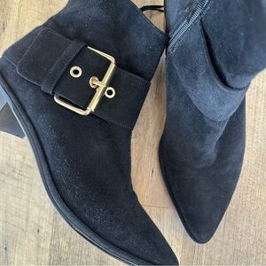Stuart Weitzman Buckler Suede Buckle Bootie
